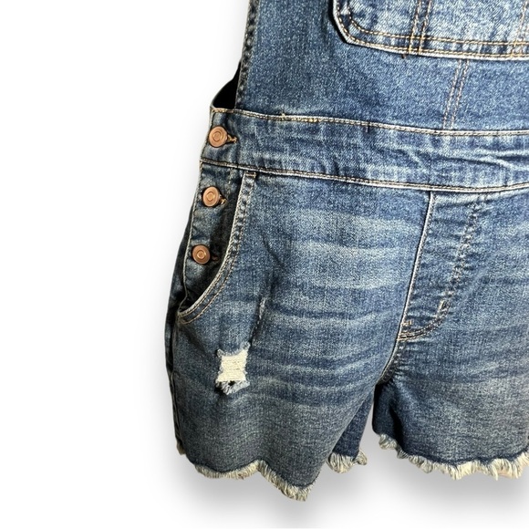 No Boundaries Junior’s Boyfriend Shortalls Medium Enzyme Size Small - Picture 2 of 9